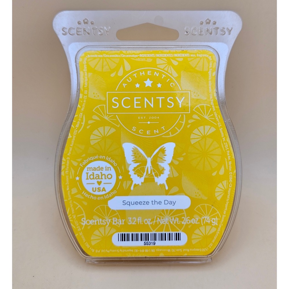 Scentsy Squeeze the Day Wax Bar 2.6 oz Lemon Citrus Scent Home Fragrance 55319